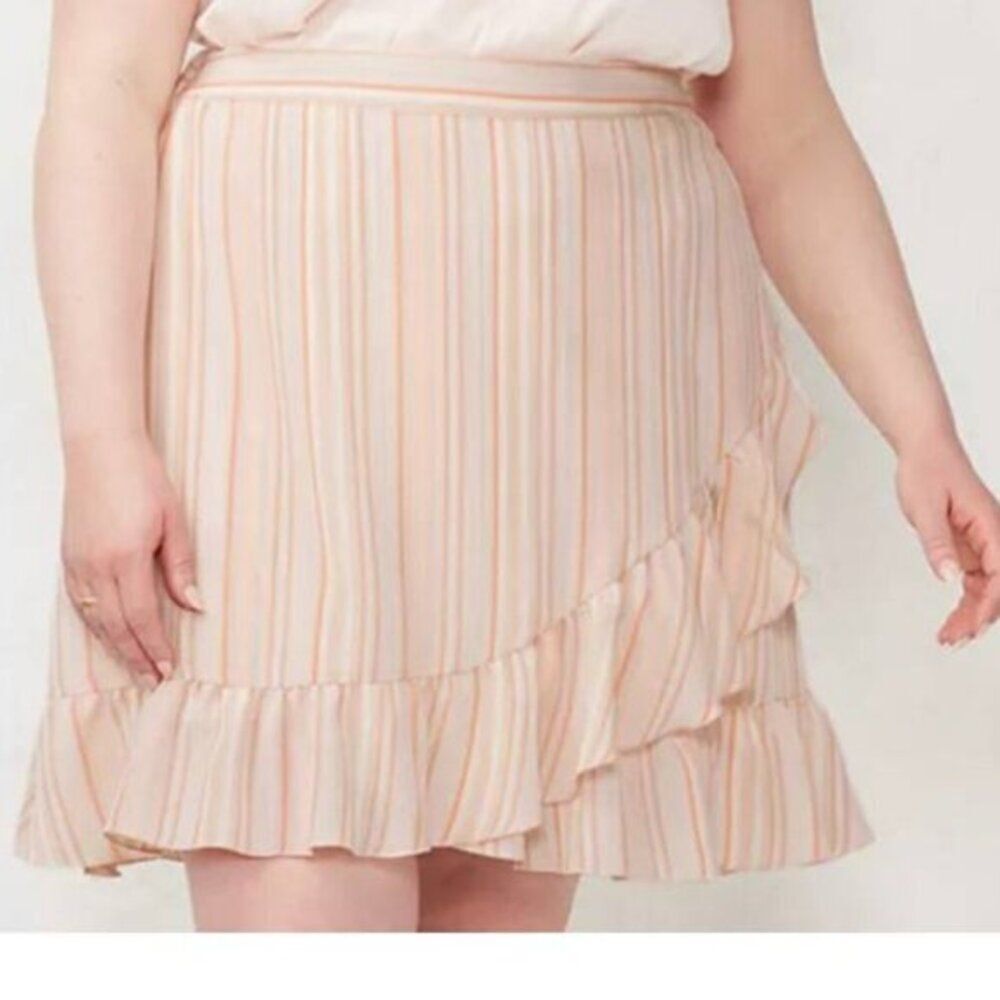 LC Lauren Conrad Ruffle Striped Mini Skirt